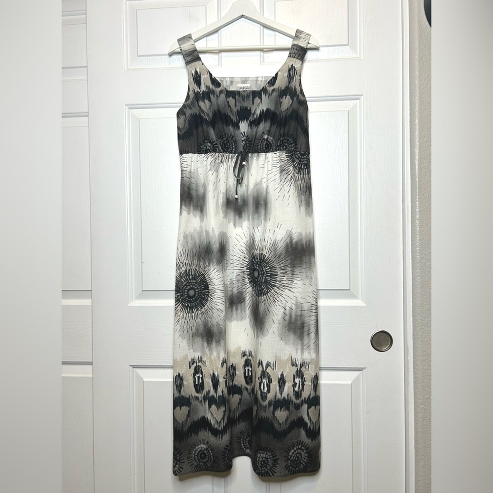 TAIKA Made in Sweden Maxi Dress Sleeveless‎ Drawstring Size 38